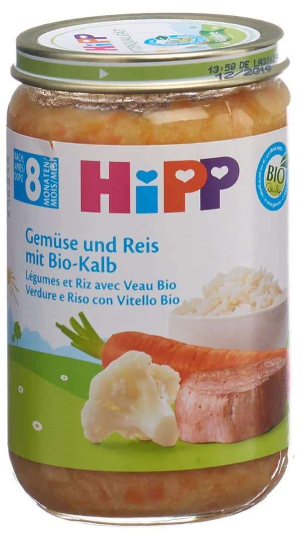 PICFRONT3D HIPP Gemüse u Reis m Kalbfleisch 8M Bio Glas 220 g