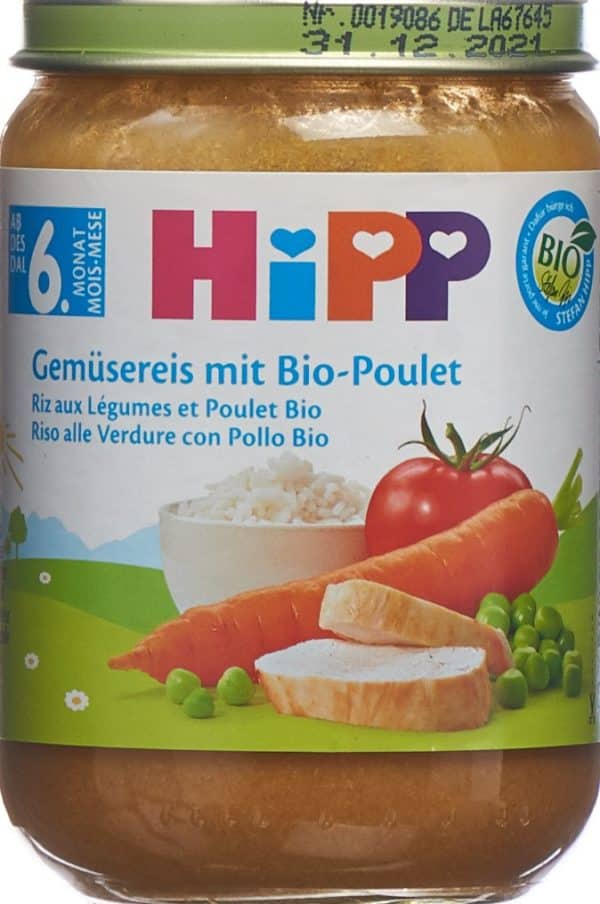 PICFRONT HIPP Gemüsereis mit Bio-Poulet Glas 190 g