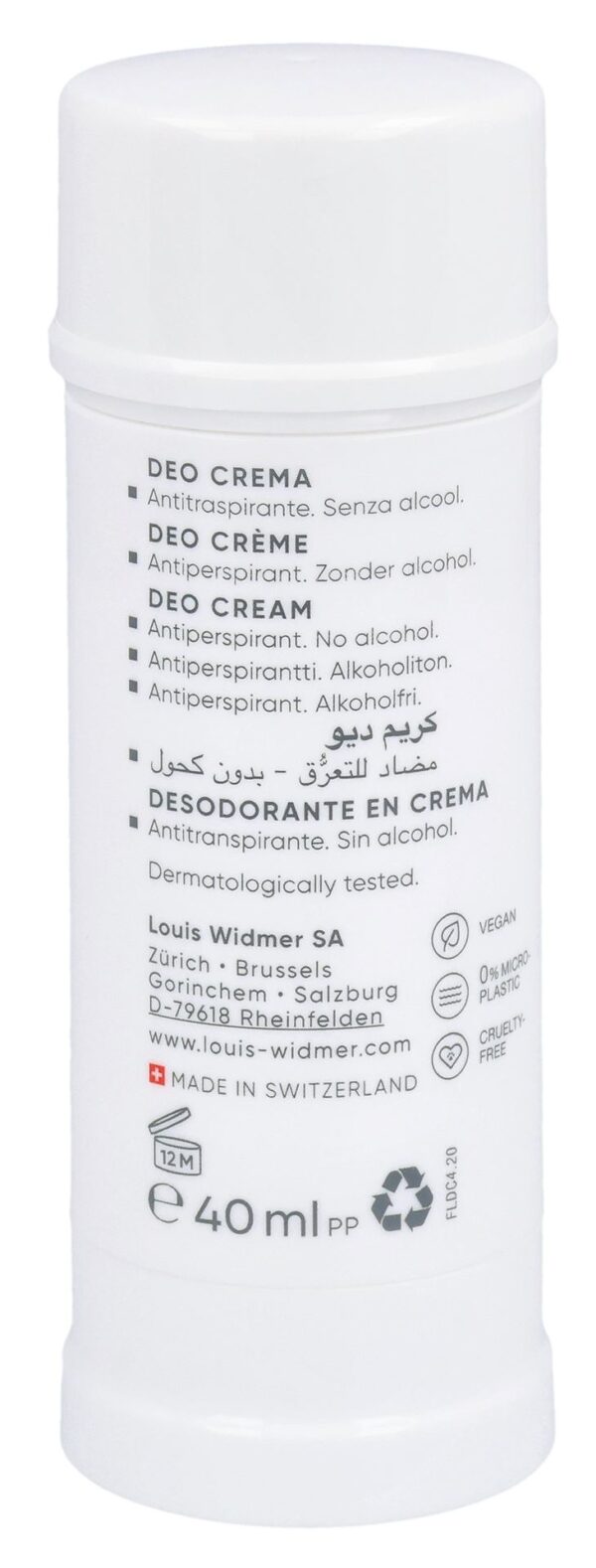 WIDMER Deo Creme Antiperspirant o Parf 40 ml