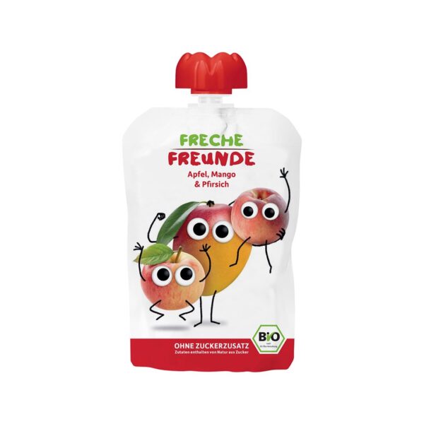 PICFRONT3D FRECHE FREUNDE Quetschmus Apfel Mango Pfirs 100 g