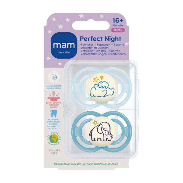 PICFRONT3D MAM Night Nuggi Sil 16-36m Girl 2 Stk