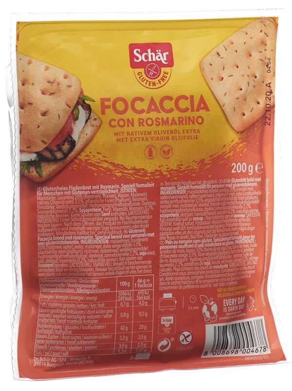 SCHÄR Focaccia mit Rosmarin glutenfrei 200 g