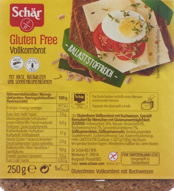 SCHÄR Solena Vollkornbrot glutenfrei 250 g