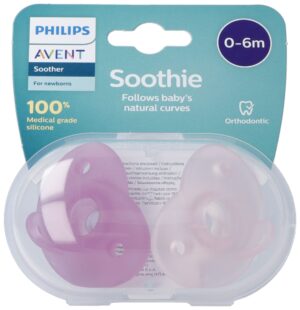 PHILIPS AVENT Curved Soothie Pink 0-6m Steri 2 Stk