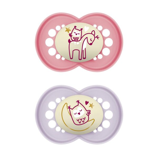 MAM Night Nuggi Sil 6-16m Girl 2 Stk